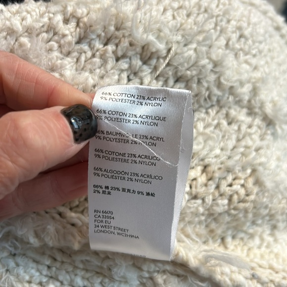 ANTHROPOLOGIE Beige Knit Poncho/Sweater with Fringe - Picture 6 of 7